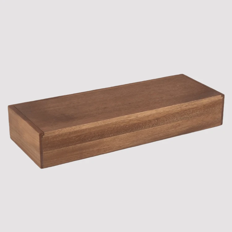 Rectangular Wooden Box With Sliding Lid